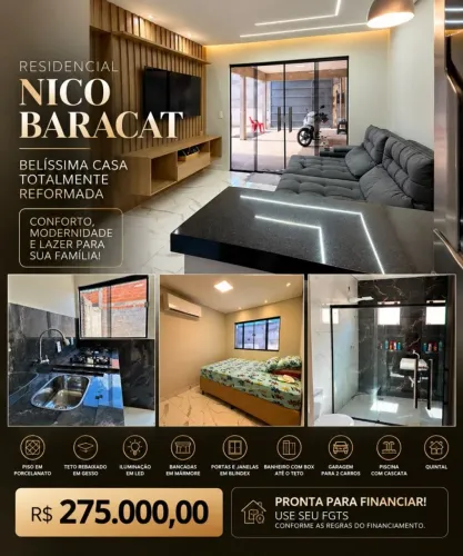 Casa para Venda em Cuiabá, Loteamento Residencial Mirante do Parque, 2 dormitórios, 1 banh