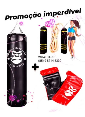 Saco de pancadas 1, 20 gorilla original luvas e corda. Entrega grátis 