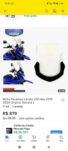 Bolha Yamaha e suporte lánder 250