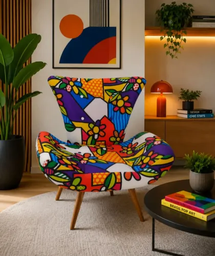 Poltrona Decorativa | Inspiração Romero Britto | Vilatur Saquarema RJ | Estado de Nova