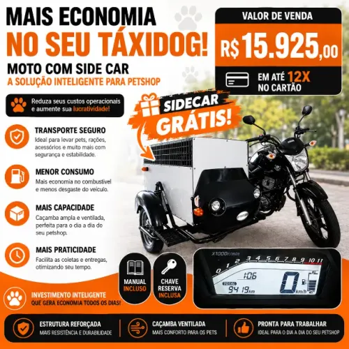 Honda CG160 Fan - Moto com Sidecar - Pronta para Trabalho, Ótimo para Petshop