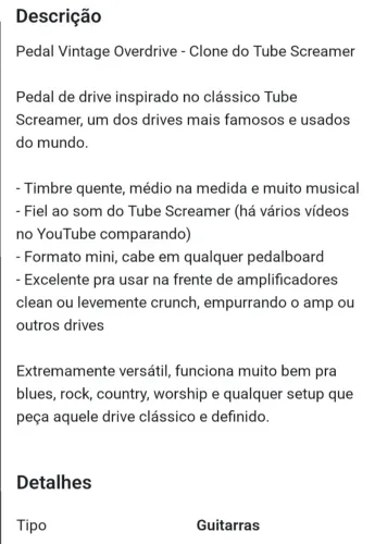 pedais de guitarra overdrive 