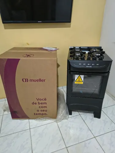 FOGÃO MUELLER MFV4BB 4 BOCAS VIDRO PRETO - NOVO!