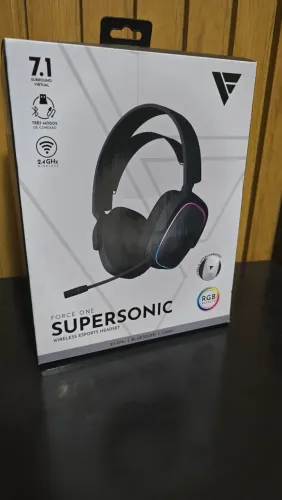 Headset Gamer Sem Fio Force One Supersonic 7.1 Surround, Wireless, Preto e Branco