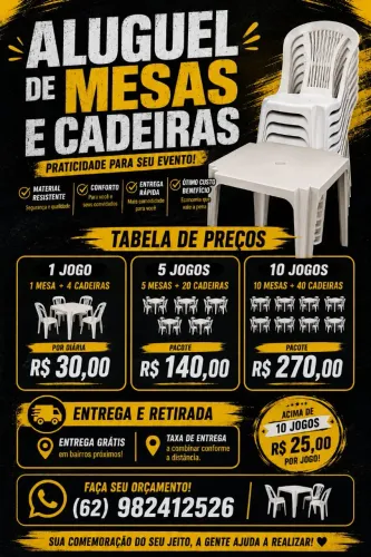 Aluguel de Mesas é cadeiras