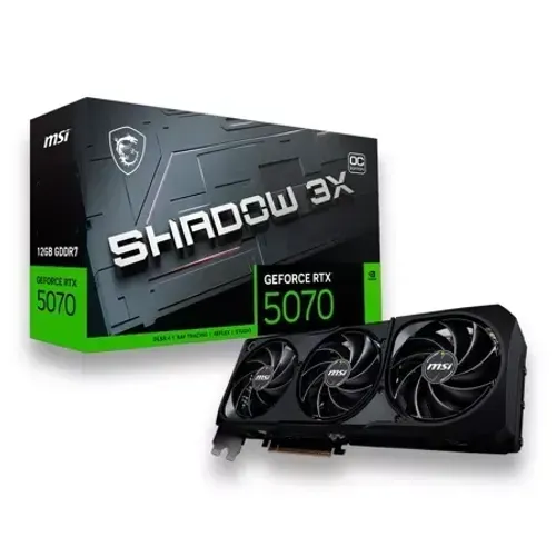 PLACA DE VÍDEO GAMER MSI GeForce RTX 5070 Shadow 3X OC - 12GB GDDR7