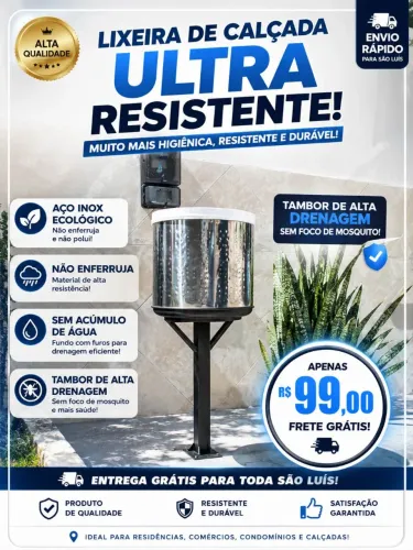 Lixeira de causada