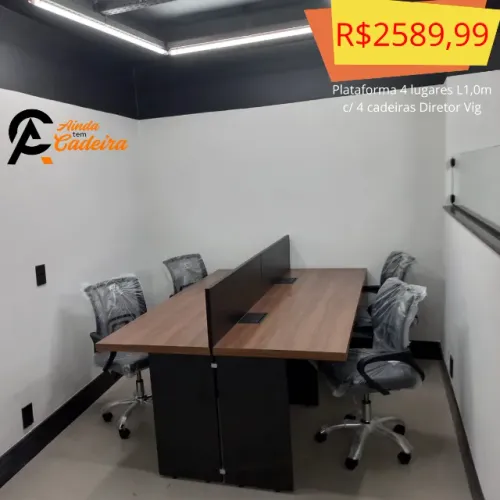 Plataforma 4 lugares Estação de trabalho com 4 cadeiras a Pronta entrega GRATIS Kit top