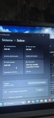 Notebook Lenovo idea 12°gen 8 gb Ram e SSD 238 gb 