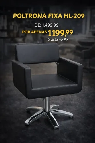 Poltrona Fixa Profissional para Salão com Braços Estofados e Conforto Premium