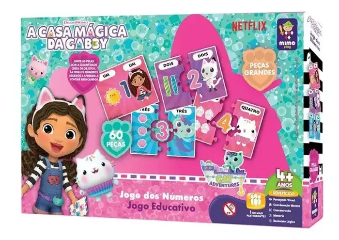 Jogo Dos Números Casa Mágica Da Gabby 60 Peças 2157 - Mimo