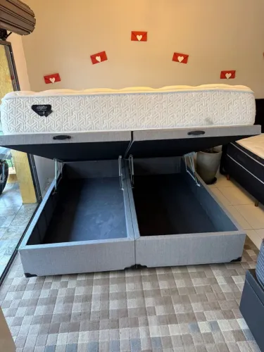 Cama box KING ECOFLEX BAÚ COM COLCHÃO TOP - Entrego!