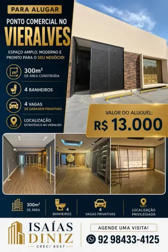 PONTO COMERCIAL NO VIERALVES COM 300M² - VAGAS DE GARAGENS PRIVATIVAS
