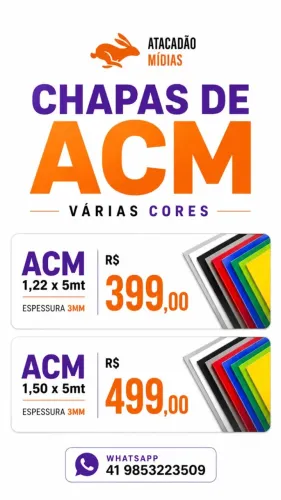 ACM Varias cores e medidas