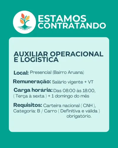Vaga de emprego CLT para Auxiliar operacional e Logística