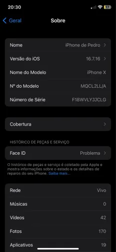 iPhone X branco 64 gb com um pequeno quebrado no fundo
