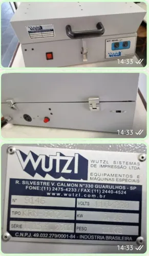 KIT: MÁQUINA DE TAMPOGRAFIA COM REVELADORA DE CLICHÊS DA WUTZL EM PERFEITO ESTADO.