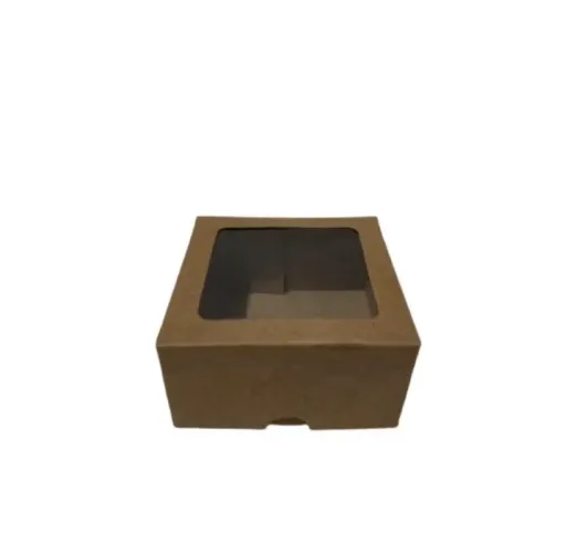 Kit 50 Caixa kraft com visor 8x8x4