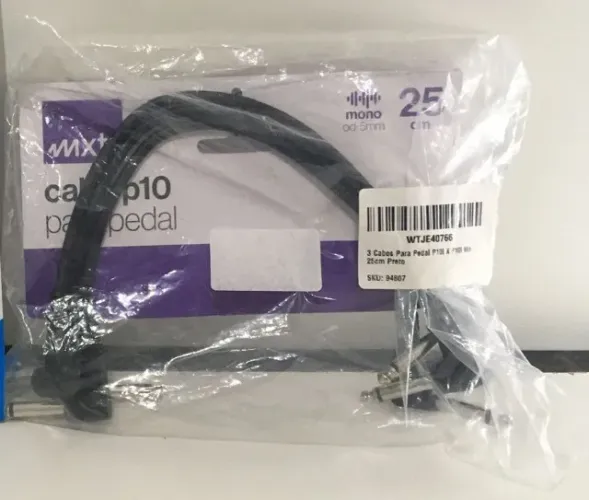Cabos MXT P10 Mono p/ Pedal de Guitarra com 25cm Angulado Kit com 3 Cabos - NOVO