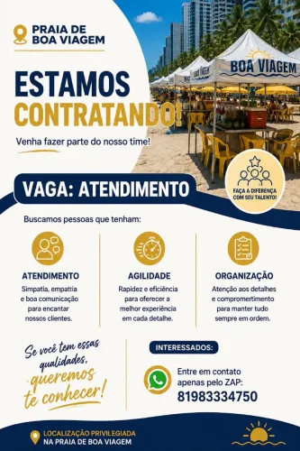 Vaga para trabalho aos finais de semana