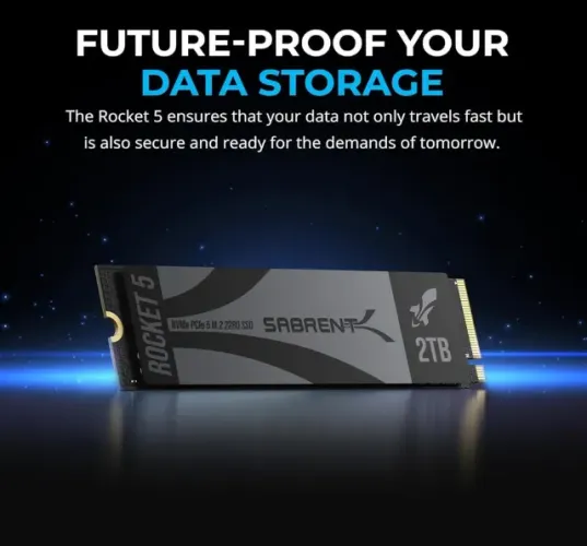SSD 2TB M.2 PCIe 5.0 Gen5 NVMe Taxa 14000MB/s Sabrent Rocket 5 PC Gamer