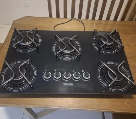 Cooktop Itatiaia 5 Bocas - Vidro Preto | R$ 380,00!