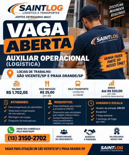  VAGA ABERTA - AUXILIAR OPERACIONAL (LOGÍSTICA) ? 