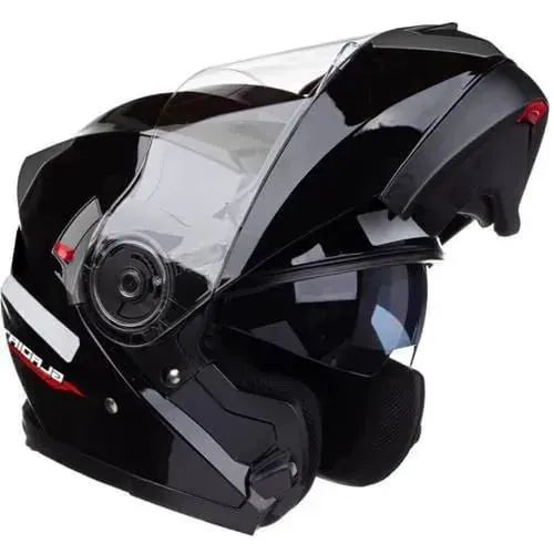 Capacete Escamotiável Texx Gladiator V3 c/ Viseira Solar Preto Brilhante