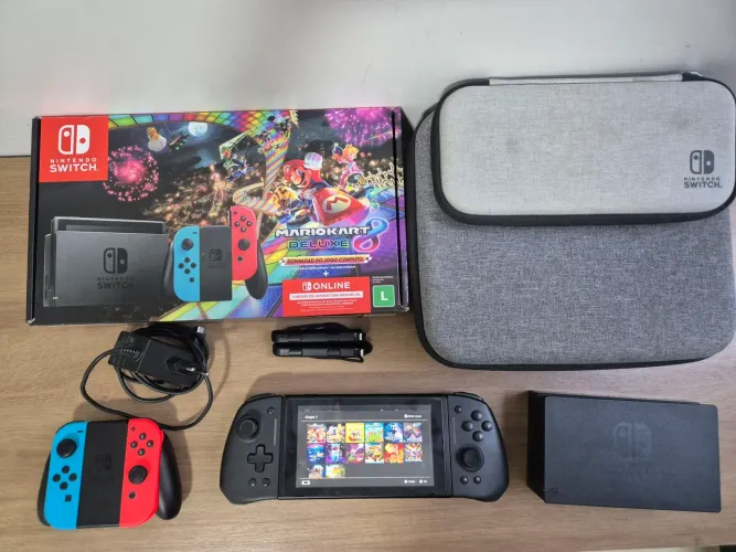 NINTENDO SWITCH V2 COMPLETO EDICAO MARIO KART + ACESSORIOS (LEIA A DESCRICAO)ENTREGA PESSO