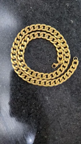 Corrente Dourada Masculina Grumet 10mm Bijuteria Pesada 115g cor de Ouro