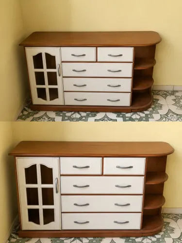 Cômoda de madeira com rodinha 