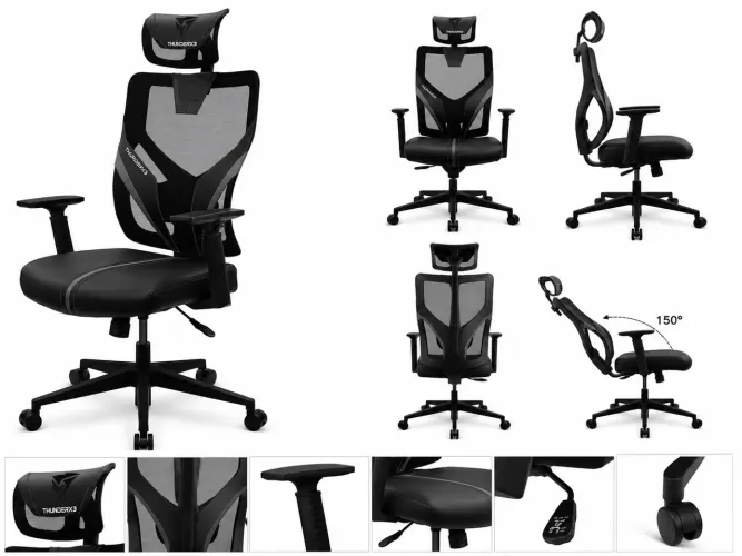 Cadeira ThunderX3 Tela Mesh Ergonômica Regulável