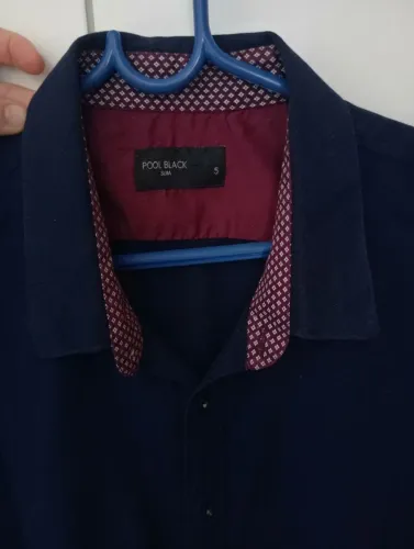Camisa Social Masculina Slim Fit azul marinho Pool (usada apenas 1 vez Estado de nova )