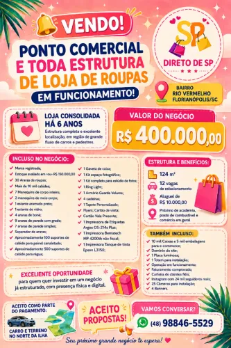Vendo Loja de roupas completa com 6 anos de funcionamento