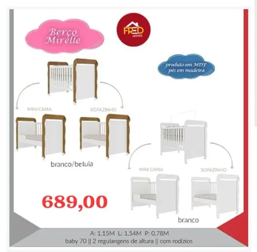 Berço mini cama Mirele,entrega e monta, super promoção