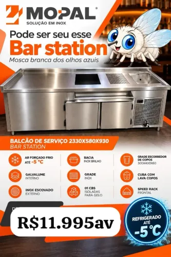 balcão refrigerado estação para bar 2330 x 580 x 930