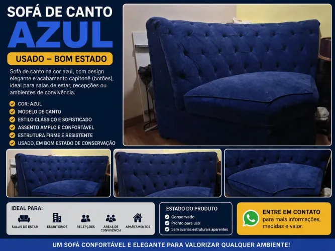 Sofá de Cato Azul - Usado Bom Estado
