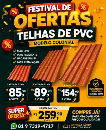 Telhas de PVC colonial
