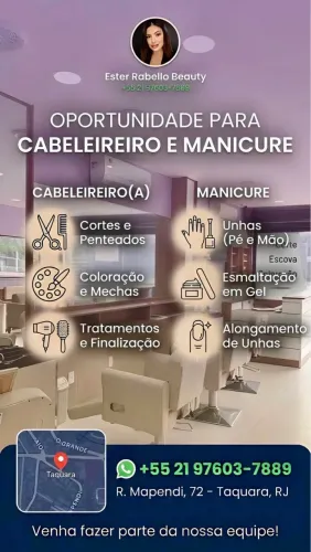 Contrata-se cabeleireiro (a) e manicure!
