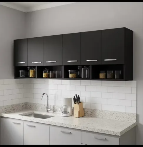 Kit 2 Armários aéreos cozinha moderna 6 portas