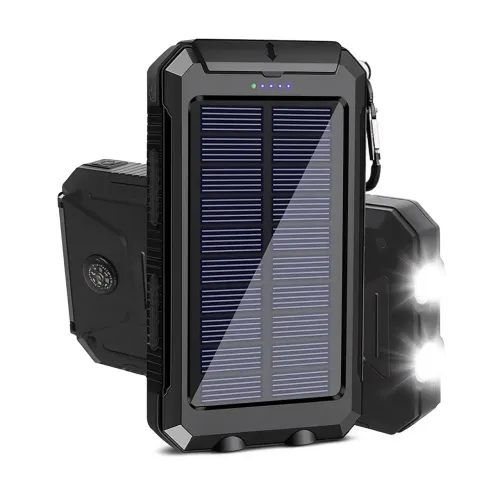 Carregador Portátil Power Bank Solar Usb Preto