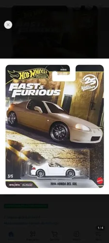 Hotwheels Premium 1994 Honda Del Sol Fast & Furious 25 anos
