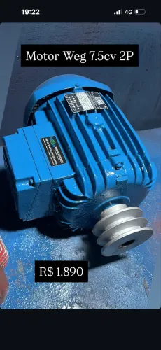 Motor elétrico Weg 7.5cv 4p  trifásico com polia.