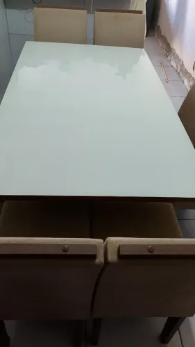 Mesa Madeira tampa de vidro