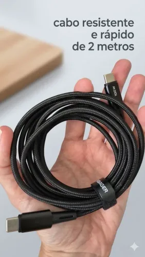 Cabo celular 2 metros resistente e rápido 100w essager