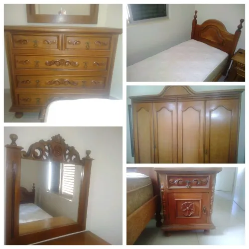 Jogo de quarto estilo colonial em cerejeira