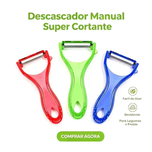 Descascador de Legumes Verduras Frutas Plástico Lamina Inox Para Cozinha Multifuncional Un
