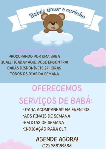 Agência de babás @baba_amir_carinho o suporte que você precisa no dia-a-dia com o seu bem