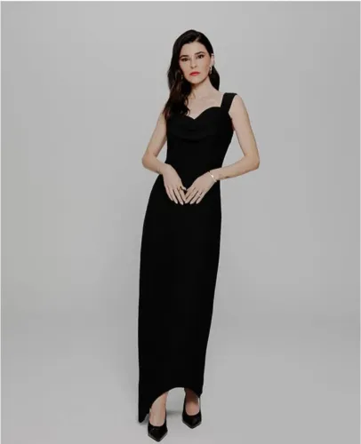 Vestido Longo Ondulante Preto Tam 40 P