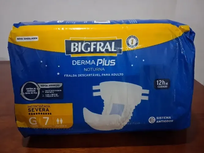Fralda Bigfral Adulto - Derma Plus - Noturna - G - Unissex - 7 Unidades 